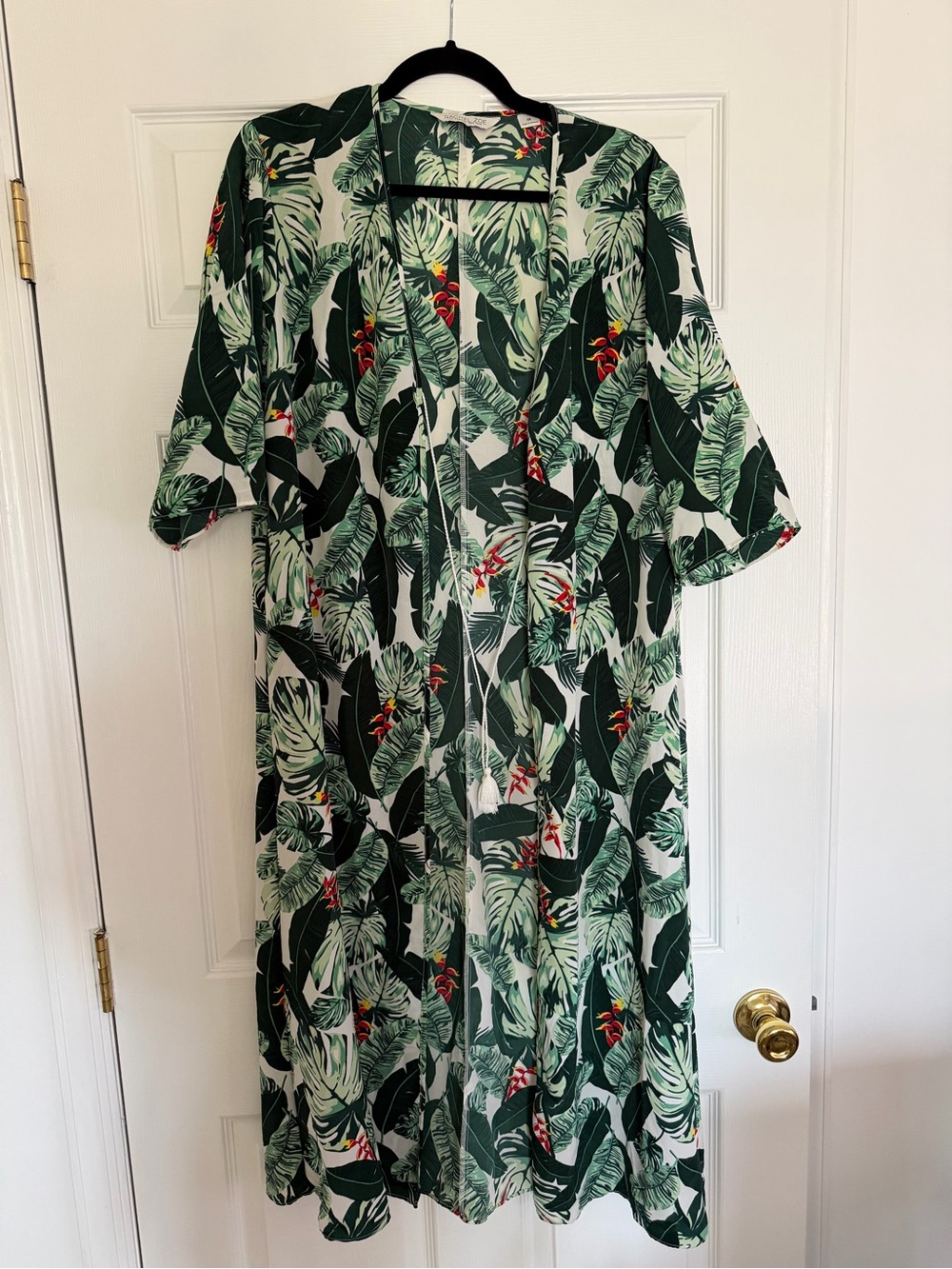 Rachel Zoe Tropical Leaf Beach Coverup — Green, White & Red